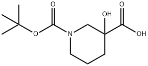 1-(叔丁氧基羰基)-3-羟基哌啶-3-羧酸结构式