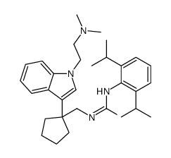 1-[[1-[1-[2-(dimethylamino)ethyl]indol-3-yl]cyclopentyl]methyl]-3-[2,6-di(propan-2-yl)phenyl]urea Structure