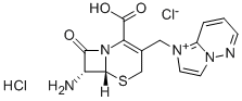 1-[[(6R,7R)-7-氨基-2-羧基-8-氧代-5-硫杂-1-氮杂双环[4.2.0]辛-2-烯-3-基]甲基]咪唑并[1,2-b]哒嗪二盐酸盐结构式