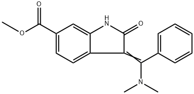 1H-Indole-6-carboxylic acid, 3-[(dimethylamino)phenylmethylene]-2,3-dihydro-2-oxo-, methyl ester structure