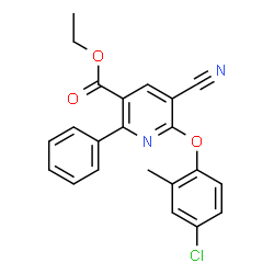 Ethyl 6-(4-chloro-2-methylphenoxy)-5-cyano-2-phenylnicotinate Structure