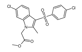 6-chloro-3-[(4-chlorophenyl)sulfonyl]-2-methyl-1H-indole-1-acetic acid methyl ester结构式