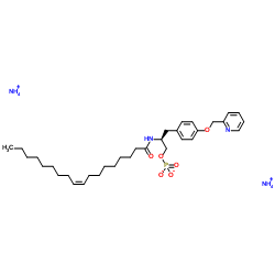 (S)-磷酸单-{2-十八烷基-9-烯酰氨基-3-[4-(吡啶-2-基甲氧基)-苯基]-丙基}酯(铵盐)结构式