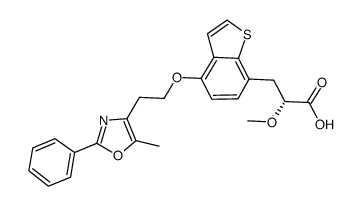 (2R)-2-methoxy-3-{4-[2-(5-methyl-2-phenyl-oxazol-4-yl)-ethoxy]-benzo[b]thiophen-7-yl}-propionic acid Structure
