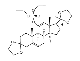 (8S,9S,10R,13R,14S,17S)-10,13-dimethyl-17-(2-methyl-1,3-dioxolan-2-yl)-1,2,4,7,8,9,10,13,14,15,16,17-dodecahydrospiro[cyclopenta[a]phenanthrene-3,2'-[1,3]dioxolan]-11-yl diethyl phosphate结构式