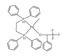 methyl(2,2,2-trifluoro-1-phenylethoxo){1,2-bis(diphenylphosphino)ethane}palladium结构式