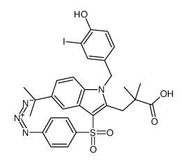 3-[3-(4-azidophenyl)sulfonyl-1-[(4-hydroxy-3-iodophenyl)methyl]-5-propan-2-ylindol-2-yl]-2,2-dimethylpropanoic acid Structure