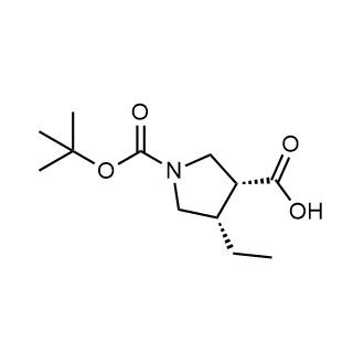 (3R,4S)-1-(叔丁氧羰基)-4-乙基吡咯烷-3-羧酸结构式