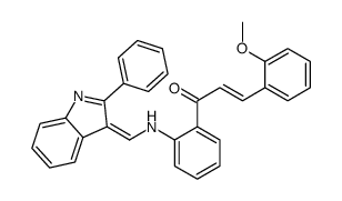(E)-3-(2-methoxyphenyl)-1-[2-[[(E)-(2-phenylindol-3-ylidene)methyl]amino]phenyl]prop-2-en-1-one Structure