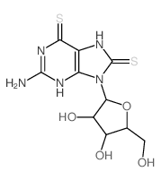 Guanosine,7,8-dihydro-6-thio-8-thioxo- (9CI) Structure