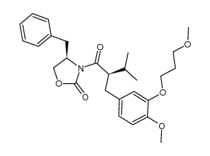 (4R)-3-{(2R)-2-{[4-methoxy-3-(methoxypropoxy)phenyl]methyl-3-methyl}-1-oxobutyl}-4-(phenylmethyl)oxazolidin-2-one Structure