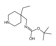 N-[(4-乙基哌啶-4-基)甲基]氨基甲酸叔丁酯结构式