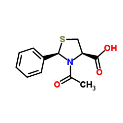 (2R,4R)-3-Acetyl-2-phenyl-1,3-thiazolidine-4-carboxylic acid Structure