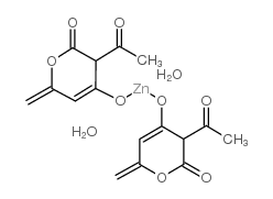 双(3-乙酰-6-甲基-2H-吡喃-2,4(3H)-二酮)锌二水合物结构式