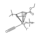 (η5-1-(CO2C2H5)-2-methyl-4-t-butylcyclopentadienyl)carbonyl(trimethylphosphine)ruthenium iodide Structure