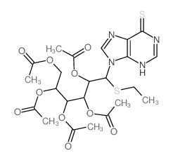 D-Glucitol,1-S-ethyl-1-C-(1,6-dihydro-6-thioxo-9H-purin-9-yl)-1-thio-,2,3,4,5,6-pentaacetate (9CI) structure
