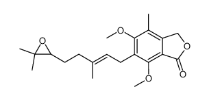 (E)-6-(5-(3,3-dimethyloxiran-2-yl)-3-methylpent-2-en-1-yl)-5,7-dimethoxy-4-methylisobenzofuran-1(3H)-one结构式