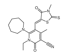 6-(azepan-1-yl)-1-ethyl-4-methyl-5-[(3-methyl-4-oxo-2-sulfanylidene-1,3-thiazolidin-5-ylidene)methyl]-2-oxopyridine-3-carbonitrile结构式
