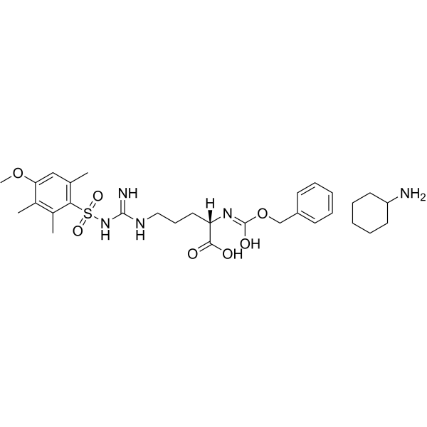 |N|-苄氧羰基-|N|'-(4-甲氧基-2,3,6-三甲基苯磺酰基)-L-精氨酸环己胺盐结构式
