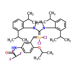 [1,3-双(2,6-二-异丙基苯基)-4,5-二氢咪唑-2-亚烷基]-[2-2-丙氧基-5-(三氟乙酰氨基)苯基]亚甲基二氯化钌(II)M71-S1Pr结构式