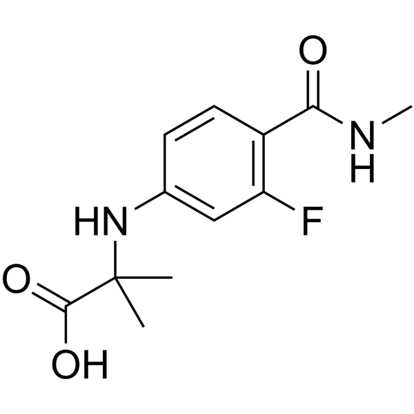 N-(3-氟-4-((甲基氨基)羰基)苯基)-2-甲基丙氨酸结构式