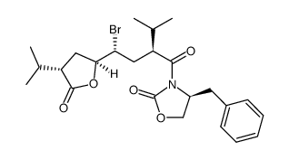 (S)-3-((2S,4R)-4-溴-4-((2S,4S)-四氢- 4-异丙基-5-羰基呋喃-2-基)-2-异丙基丁酮基) -4-苄基恶唑烷酮-2-酮结构式