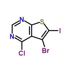 5-溴-4-氯-6-碘代噻吩并[2,3-d]嘧啶结构式
