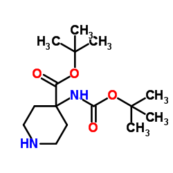 4-((叔丁氧基羰基)氨基)哌啶-4-羧酸叔丁酯结构式