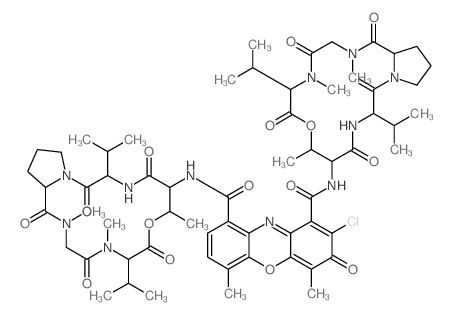 2-chloro-4,6-dimethyl-3-oxo-N,N-bis(7,11,14-trimethyl-2,5,9,12,15-pentaoxo-3,10-dipropan-2-yl-8-oxa-1,4,11,14-tetrazabicyclo[14.3.0]nonadec-6-yl)phenoxazine-1,9-dicarboxamide structure