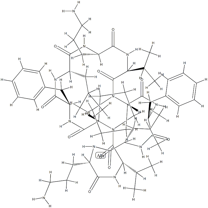 Cyclo(Pro-D-Phe-Leu-Orn-Val-Pro-D-Phe-Leu-Orn-Val-)结构式