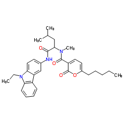 2H-Pyran-3-carboxamide,N-[1-[[(9-ethyl-9H-carbazol-3-yl)amino]carbonyl]-3-methylbutyl]-N-methyl-2-oxo-6-pentyl-(9CI) Structure
