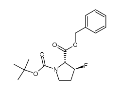 N-tert-butyloxycarbonyl-trans-3-fluoro-L-proline benzyl ester Structure