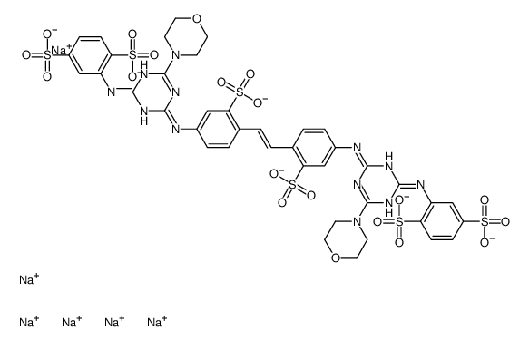 2,2-[1,2-乙烯二基二[(3-磺-4,1-亚苯基)亚氨基-6-(4-吗啉基)-1,3,5-三嗪-4,2-基亚胺基]二对苯二磺酸六钠盐结构式