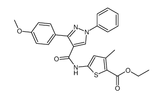 ethyl 5-[[3-(4-methoxyphenyl)-1-phenylpyrazole-4-carbonyl]amino]-3-methylthiophene-2-carboxylate Structure