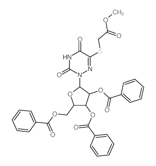 [3,4-dibenzoyloxy-5-[6-(methoxycarbonylmethylsulfanyl)-3,5-dioxo-1,2,4-triazin-2-yl]oxolan-2-yl]methyl benzoate结构式