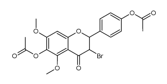 6-acetoxy-2-(4-acetoxy-phenyl)-3-bromo-5,7-dimethoxy-chroman-4-one结构式