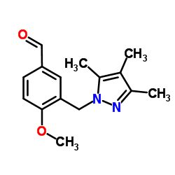 4-Methoxy-3-[(3,4,5-trimethyl-1H-pyrazol-1-yl)methyl]benzaldehyde Structure