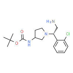 (S)-3-N-BOC-AMINO-1-[2-AMINO-1-(2-CHLORO-PHENYL)-ETHYL]-PYRROLIDINE结构式