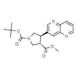 (Rac)-反式-1-叔丁基3-甲基4-(1,5-萘啶-3-基)吡咯烷-1,3-二羧酸酯结构式