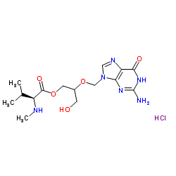 2-[(2-Amino-6-oxo-1,6-dihydro-9H-purin-9-yl)methoxy]-3-hydroxypropyl N-methyl-L-valinate hydrochloride (1:1) Structure