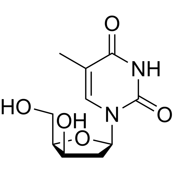 1-((2R,4R,5R)-4-羟基-5-(羟甲基)四氢呋喃-2-基)-5-甲基嘧啶-2,4(1H,3H)-二酮结构式