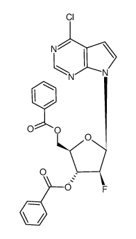 4-Chloro-7-(3,5-di-O-benzoyl-2-deoxy-2-fluoro-beta-D-arabinofuranosyl)-7H-pyrrolo[2.3-d]pyrimidine Structure