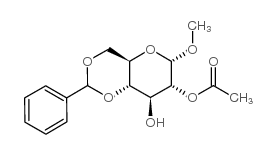 甲基 2-O-乙酰基-4,6-O-亚苄基-alpha-D-吡喃葡萄糖苷结构式