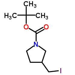 3-(碘甲基)吡咯烷-1-甲酸叔丁酯结构式