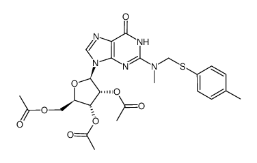 2',3',5'-Tri-O-acetyl-N2-methyl-N2-[(p-tolylthio)methyl]guanosine Structure