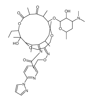 N-[(13E)-9-[4-(dimethylamino)-3-hydroxy-6-methyloxan-2-yl]oxy-3-ethyl-2-hydroxy-2,6,8,10,16,18-hexamethyl-5,7-dioxo-13-[(6-pyrazol-1-ylpyridin-3-yl)methoxyimino]-4,11,15-trioxabicyclo[8.5.4]nonadecan-17-ylidene]acetamide Structure