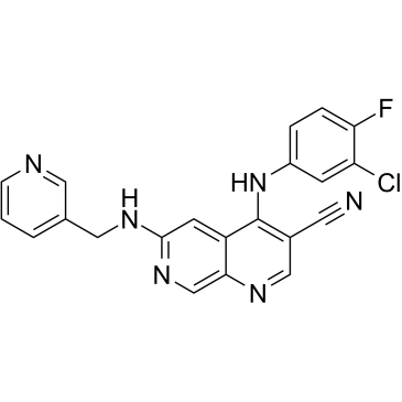 4-[(3-氯-4-氟苯基)氨基]-6-[(3-吡啶甲基)氨基]-1,7-萘啶-3-甲腈结构式