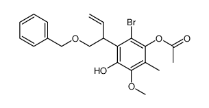 Acetic acid 3-(1-benzyloxymethyl-allyl)-2-bromo-4-hydroxy-5-methoxy-6-methyl-phenyl ester Structure