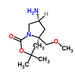 (2S,4R)-4-氨基-2-(甲氧基甲基)-1-吡咯烷甲酸叔丁酯结构式