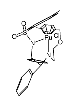 N-[(1S,2S)-1,2-二苯基-2-(2-(4-甲基苄氧基)乙基氨基)乙基]-4-甲基苯磺酰胺(氯)钌(II)结构式